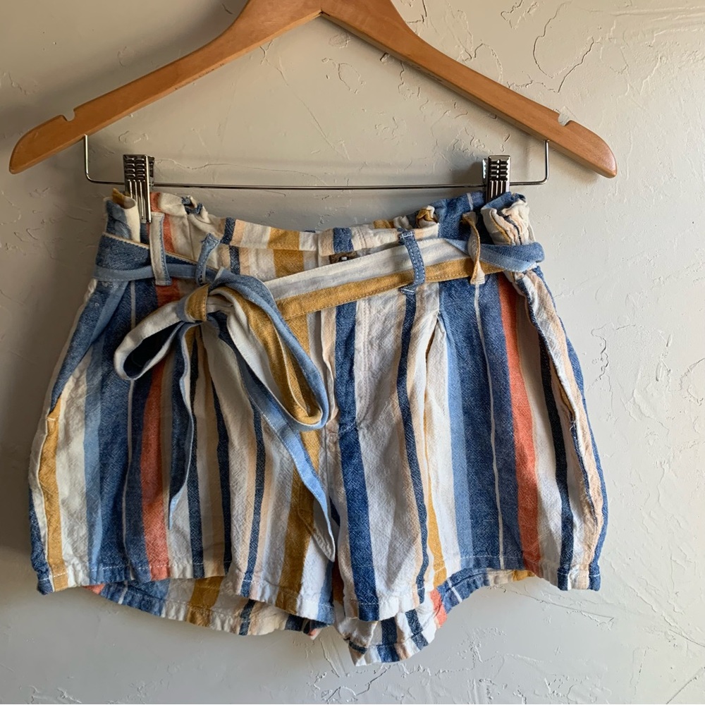 Mason‎ & Belle Striped Linen Blend Shorts Size M